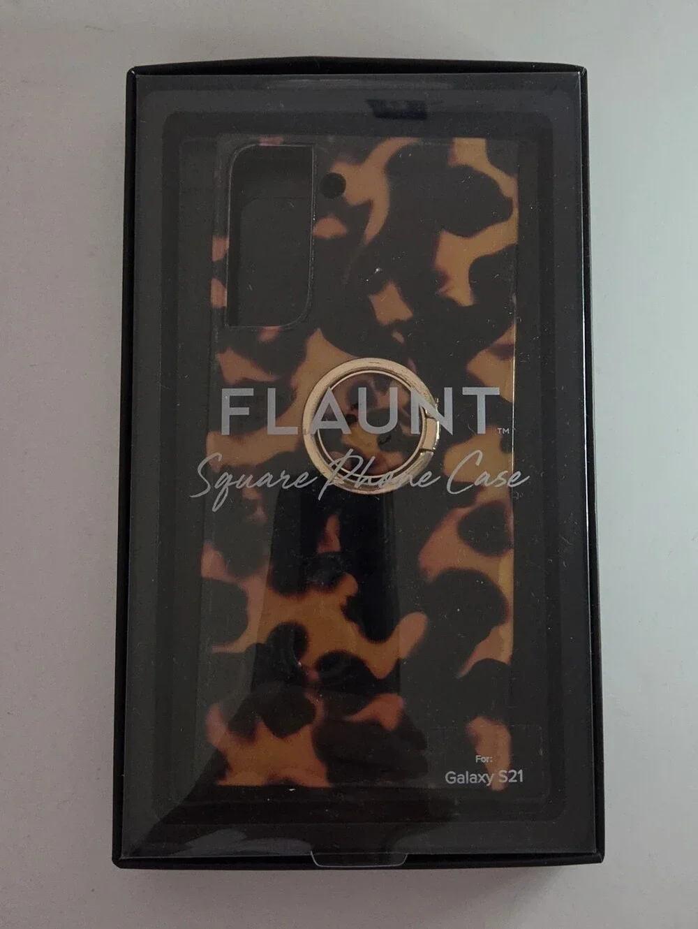 Flaunt SQUARE® Tortoise Shell Samsung Galaxy S21 Case With Phone Ring